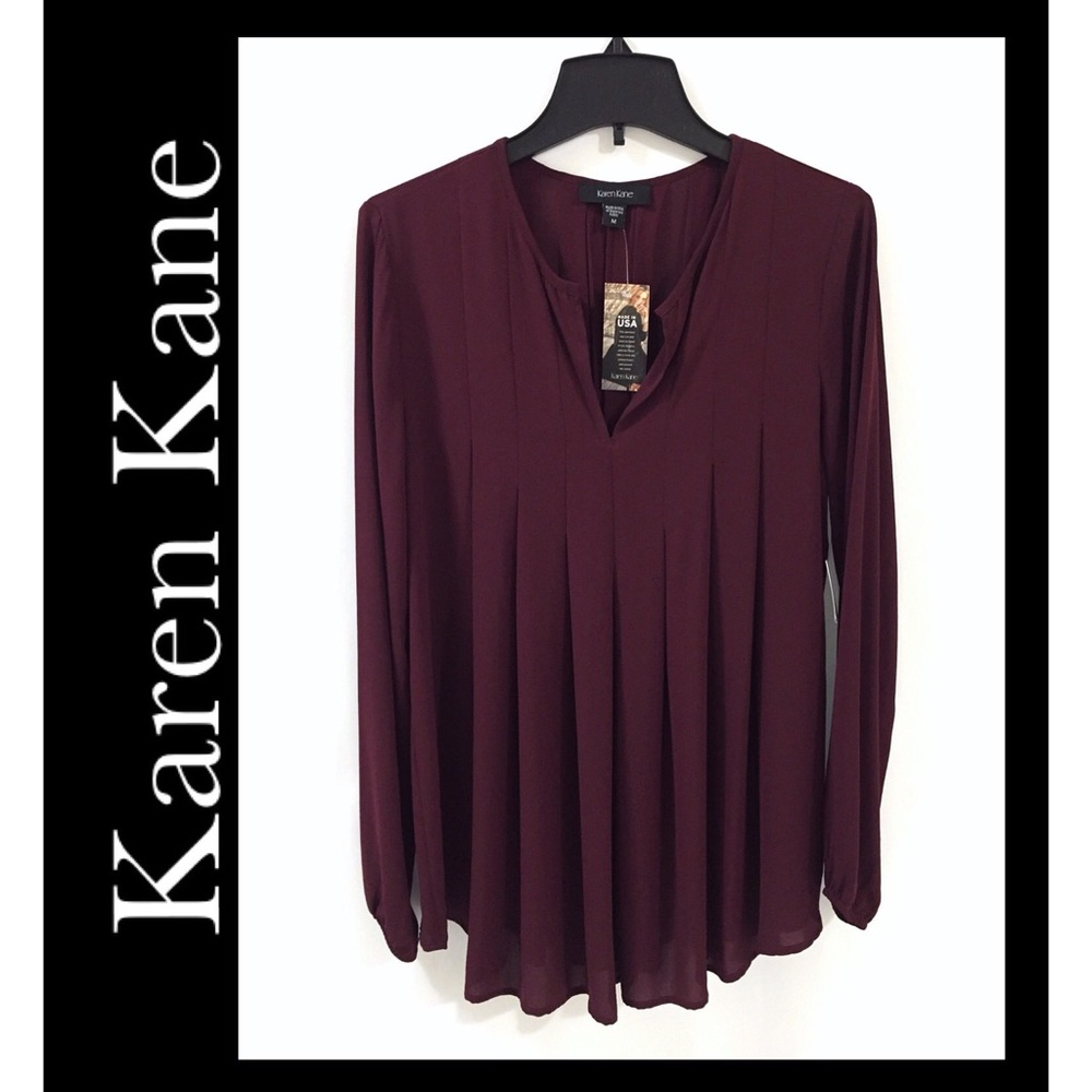 Karen Kane Boho Blush Pleated Blouse Size M